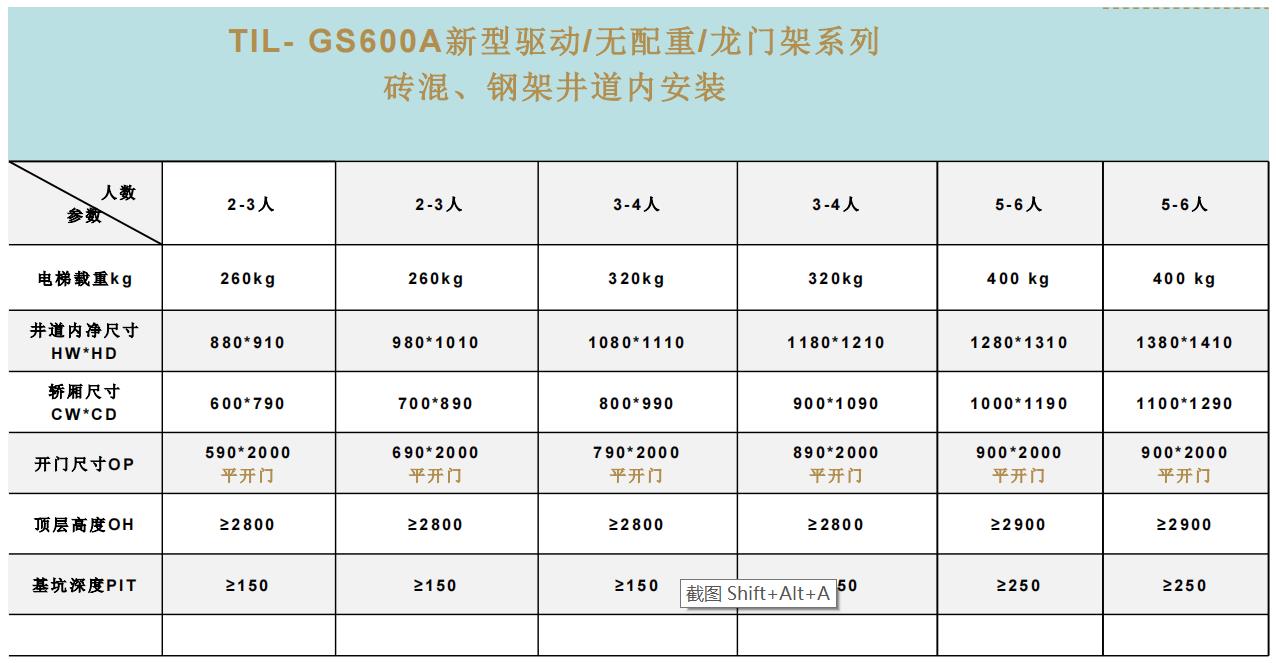 巨菱小i型家用电梯GS600A